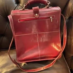 Bags | Red Leather Shoulder Purse Convertible To Backpack  display picture 1